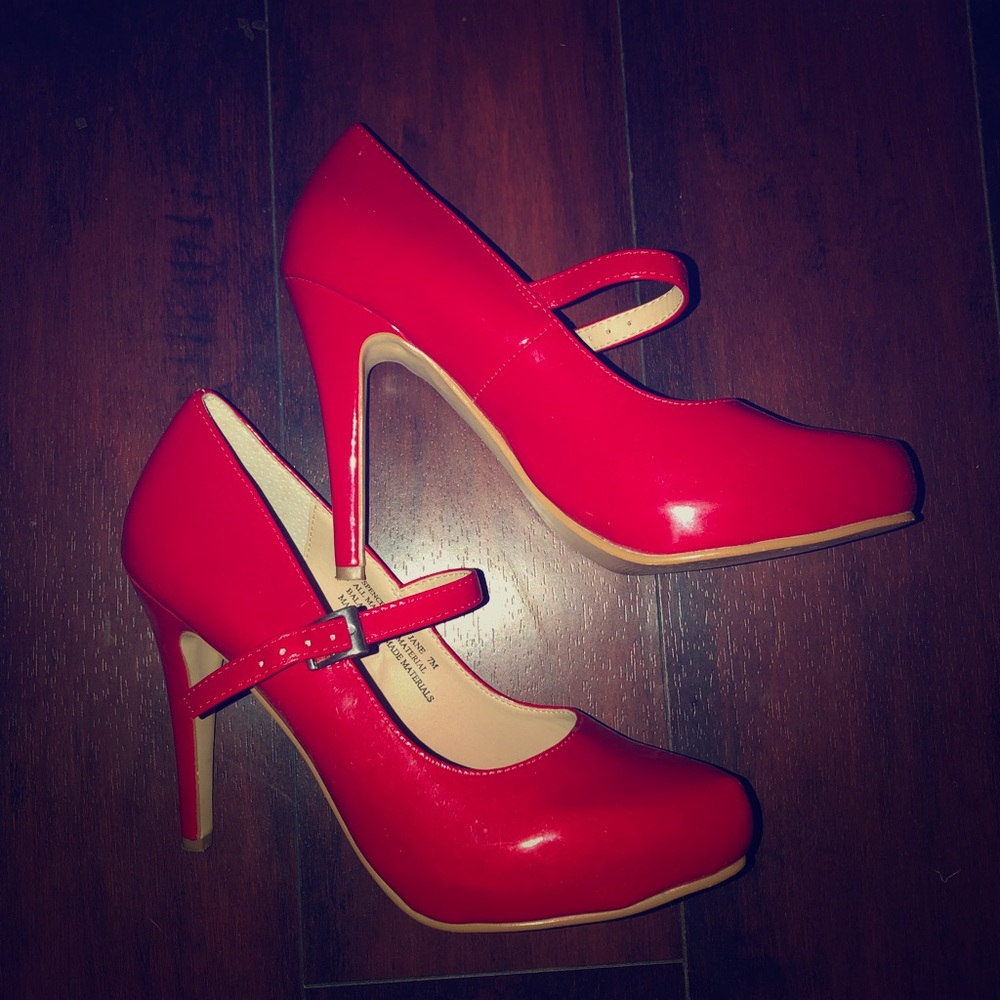 RSVP red spencer Mary Jane heels WORN ONCE
